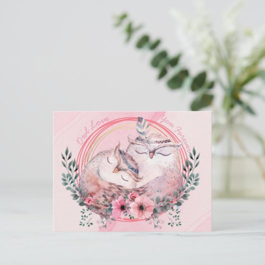 Cute Owls Briefkaart (Staand voorkant)