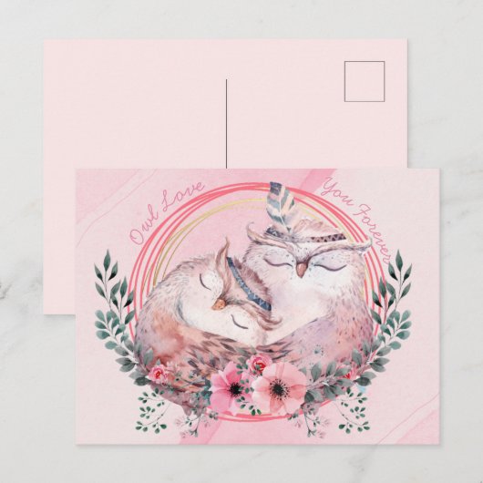 Cute Owls Briefkaart (Voorkant / Achterkant)