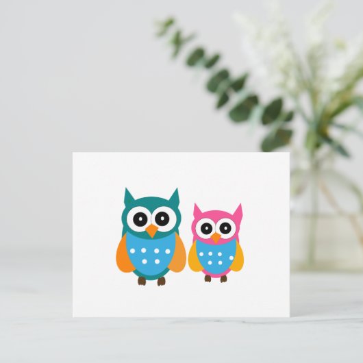 Cute Owls Briefkaart (Staand voorkant)