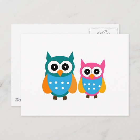 Cute Owls Briefkaart (Voorkant / Achterkant)