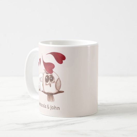 Cute Owls Couple Names Personalized Coffee Mok (Voorkant links)