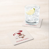 Cute Owls Couple Names Personalized Paper Onderzet Kartonnen Onderzetters (Insitu)