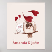 Cute Owls Couple Names Personalized Poster (Voorkant)