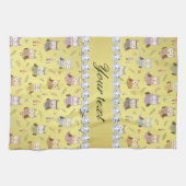 Cute Owls Faux Gold Foil Bling Diamonds Theedoek (Horizontaal)