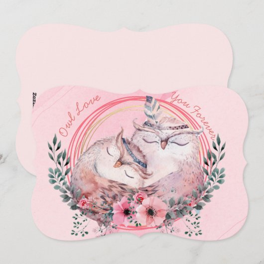 Cute Owls Feestdagenkaart (Voorkant / Achterkant)