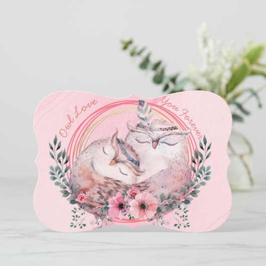 Cute Owls Feestdagenkaart (Staand voorkant)