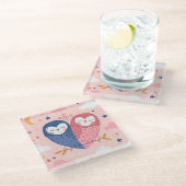 Cute Owls Glass Onderzetter (Schuin)