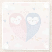 Cute Owls Glass Onderzetter Glazen Onderzetter (Achterkant)