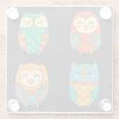 Cute Owls Glazen Onderzetter (Achterkant)