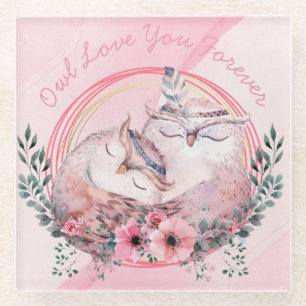 Cute Owls Glazen Onderzetter