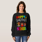 Cute Owls Happy First Day of School Students Paren Trui (Voorkant volledig)