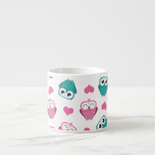 Cute Owls & Hearts Expresso Mok (Voorkant)