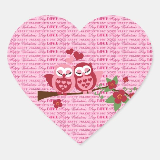 Cute Owls in Love Happy Valentine's Day Gifts Hart Sticker (Voorkant)
