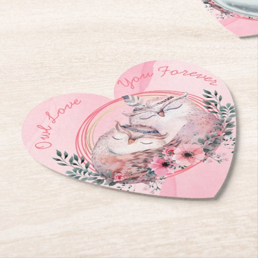 Cute Owls Kartonnen Onderzetters (Gekanteld)