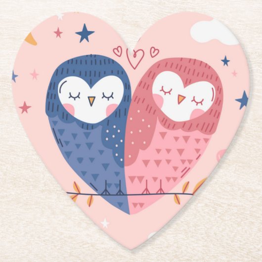 Cute Owls Kartonnen Onderzetters (Voorkant)