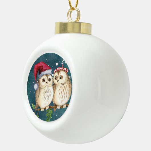 Cute Owls Keramische Bal Ornament (Rechts)