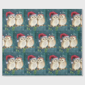 Cute Owls Kerstmis Cadeaupapier (Vlak)