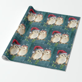 Cute Owls Kerstmis Cadeaupapier