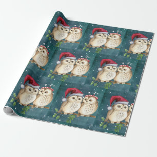 Cute Owls Kerstmis Cadeaupapier