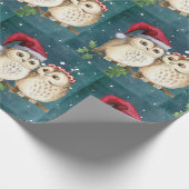 Cute Owls Kerstmis Cadeaupapier (Hoek)