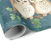 Cute Owls Kerstmis Cadeaupapier (Rol Hoek)
