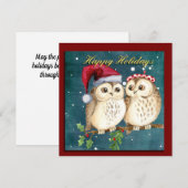 Cute Owls Kerstmis Feestdagenkaart (Voorkant / Achterkant)