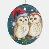 Cute Owls Kerstmis Keramisch Ornament (Links)