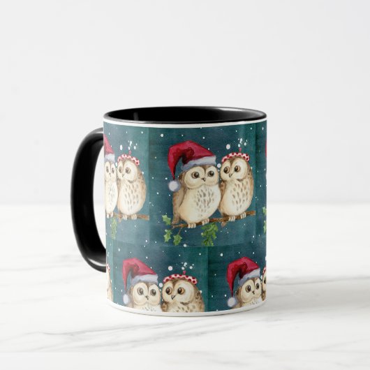Cute Owls Kerstmis Mok (Voorkant links)