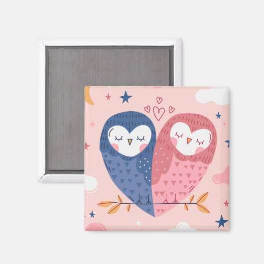 Cute Owls Magnet (Voorkant / Achterkant)