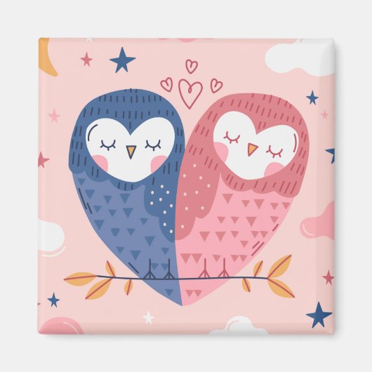 Cute Owls Magnet (Voorkant)