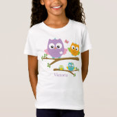 Cute Owls Name Girls Pink Paars Blue T-shirt (Voorkant)