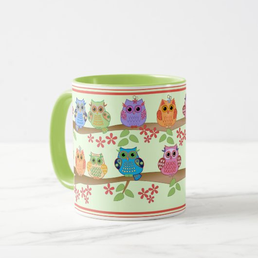 Cute Owls on Branches Mok (Voorkant links)