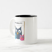 Cute Owls - "Onze vader rotst!" -Vaderdag Tweekleurige Koffiemok (Voorkant links)