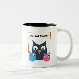 Cute Owls - "Onze vader rotst!" -Vaderdag Tweekleurige Koffiemok