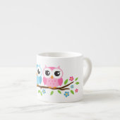 Cute owls op een gepersonaliseerde naam van de blo espresso kop (Voorkant rechts)