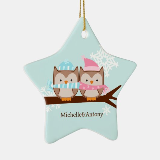 Cute Owls Ornaments Keramisch Ornament (Rechts)