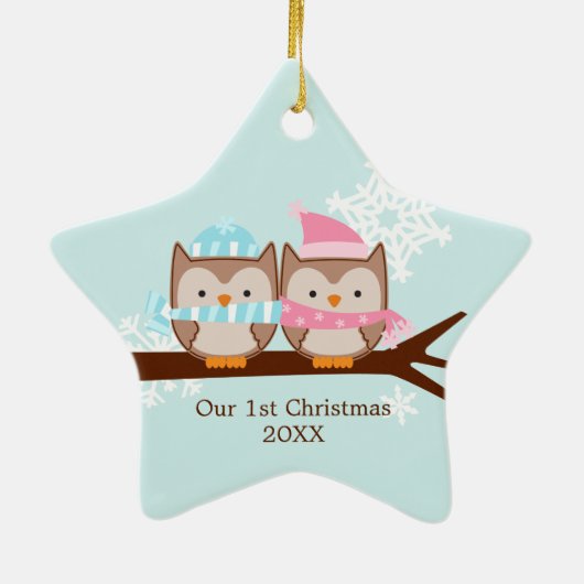 Cute Owls Ornaments Keramisch Ornament (Achterkant)