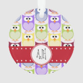 Cute Owls, Owl Pattern, Colorful Ownership, Monogr Ornament (achterkant)