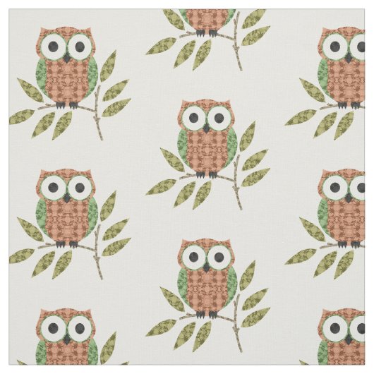 Cute Owls Pattern Fabric Stof (Swatch)