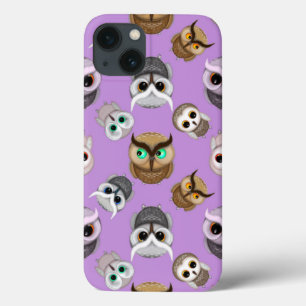 Cute Owls Pattern op Paarse achtergrond Case-Mate iPhone Case