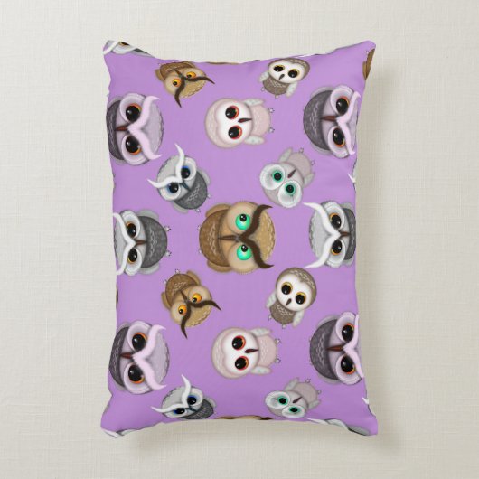 Cute Owls Pattern op Paarse achtergrond Decoratief Kussen (Voorkant(Verticaal))