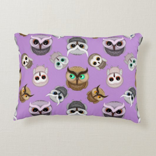 Cute Owls Pattern op Paarse achtergrond Decoratief Kussen (Achterkant)