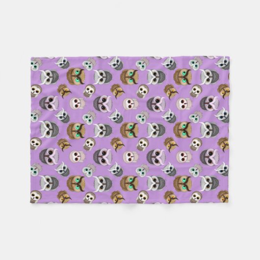 Cute Owls Pattern op Paarse achtergrond Fleece Deken (Voorkant (Horizontaal))
