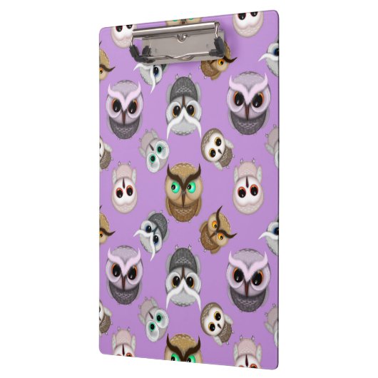 Cute Owls Pattern op Paarse achtergrond Klembord (Links)