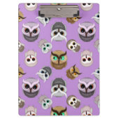 Cute Owls Pattern op Paarse achtergrond Klembord (Voorkant)