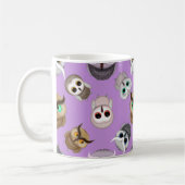 Cute Owls Pattern op Paarse achtergrond Koffiemok (Links)