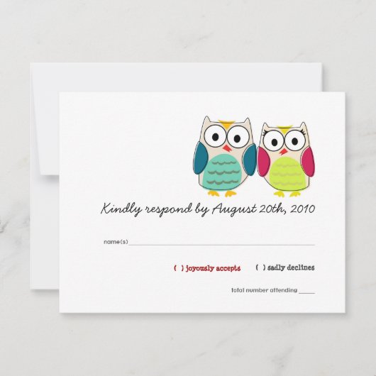 Cute Owls RSVP-kaarten RSVP Kaartje (Voorkant)