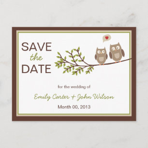 Cute Owls Save the Date Briefkaart