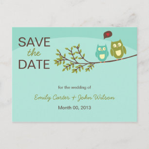Cute Owls Save the Date Briefkaart