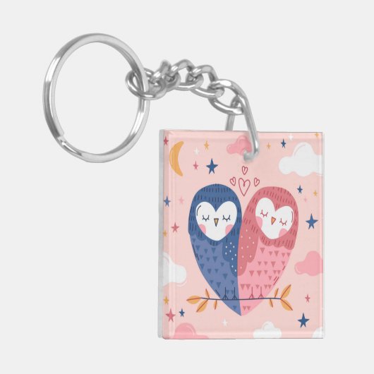 Cute Owls Sleutelhanger (Voorkant Links)